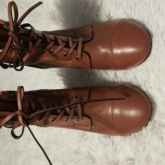Stuart Weitzman Veruka Leather Lace Up Boots Size 36.5 Color Dark Tan - Picture 6 of 15